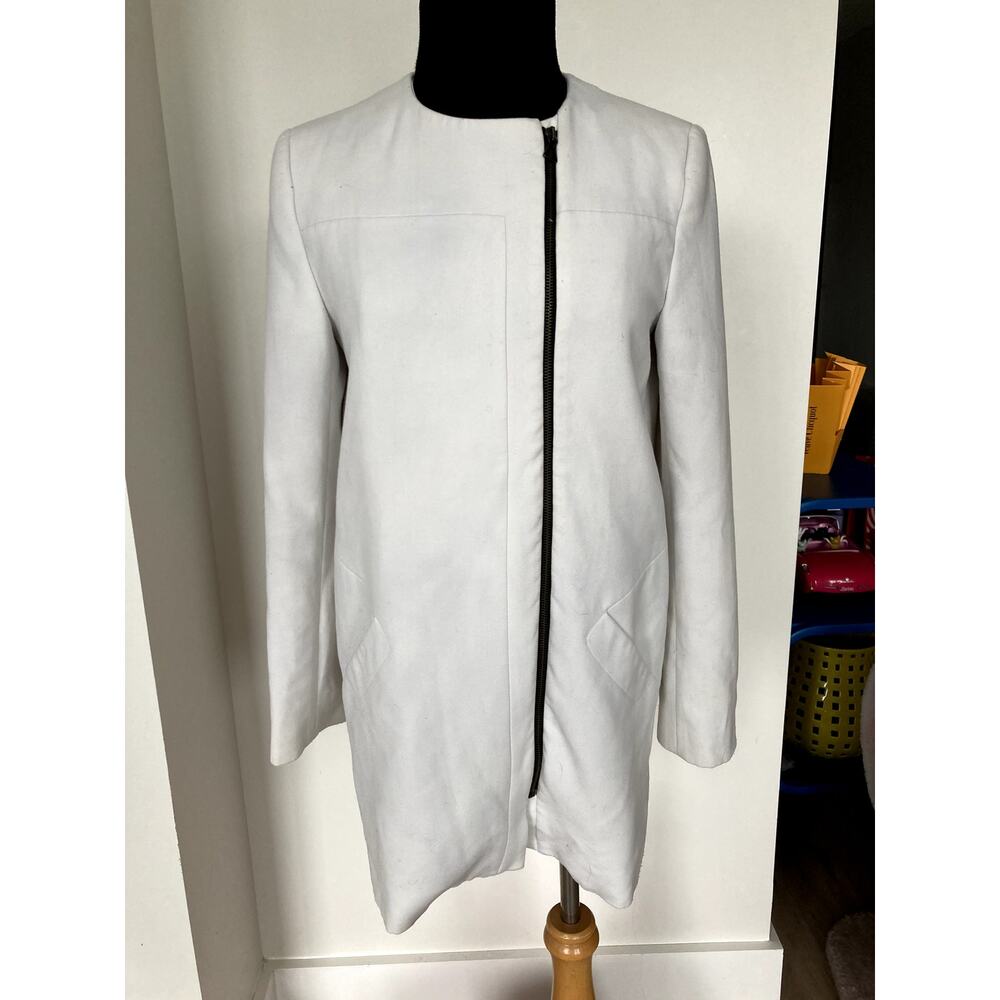 Zara Basic White Minimalist Jacket/Coat sz S